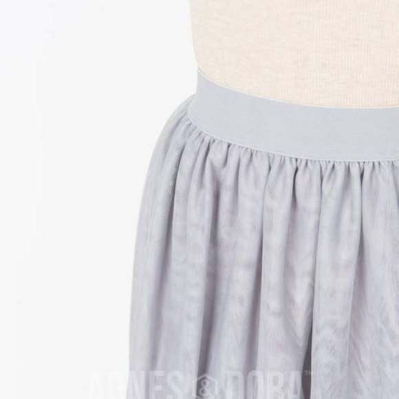 Agnes & Dora Light Gray Tulle Mesh Skirt - Picture 5 of 6
